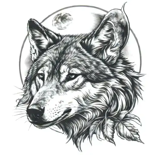 Wolf And Dove With Moon That Has A Ring