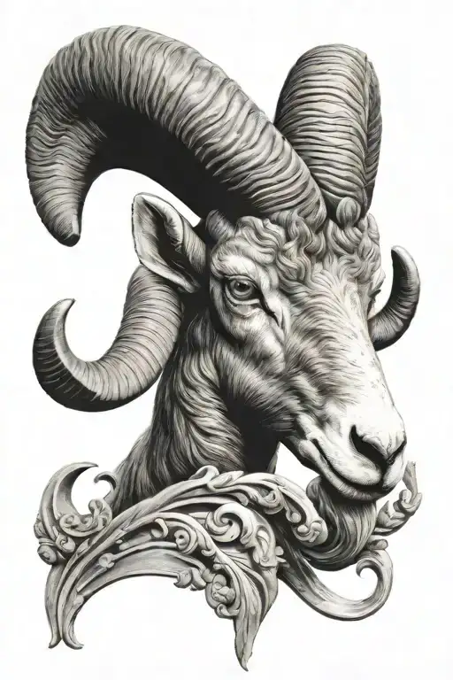 Ram Head Aries Sign Realistic