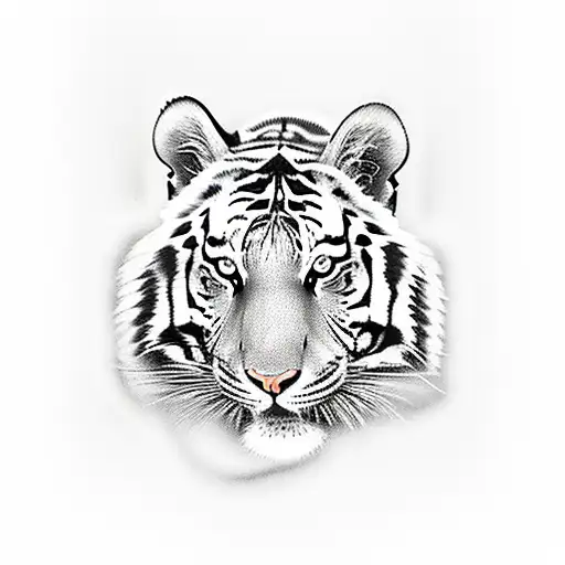 A Tiger With Rose And Lotus