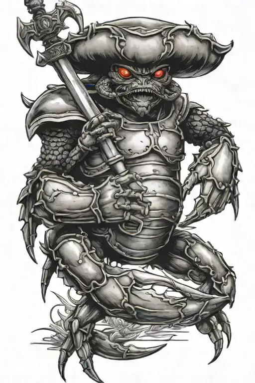 Giant Crab Fighting Knight Holding A Sword