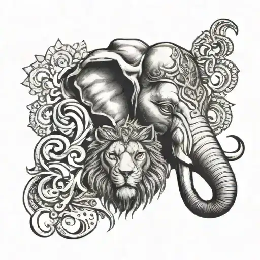 Lion Head Ganesh Elephant Head