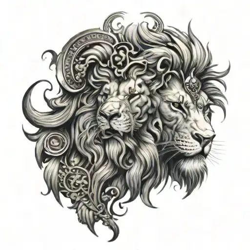 Lion Head Hunting Ganesh Face