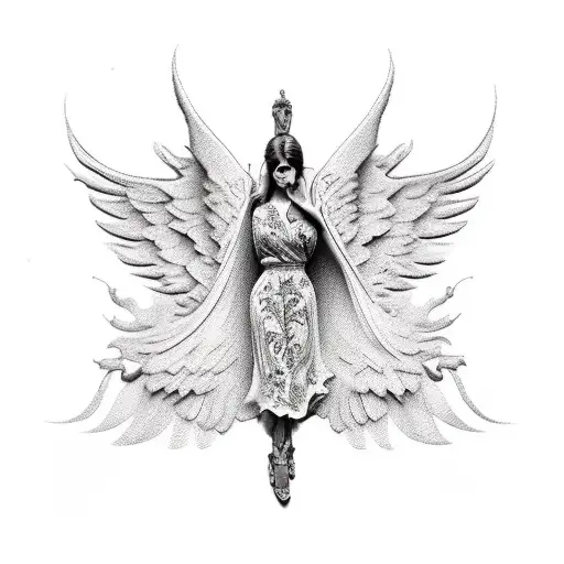 Art Sculpture Of Falling Angel