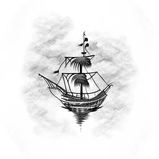 Pirate Ship In The Middle Of The Jungle