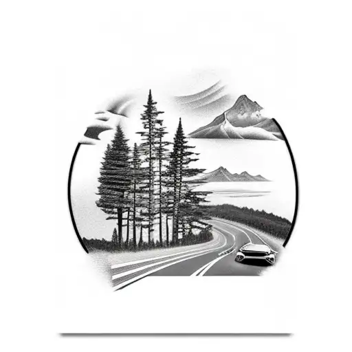 Cars Driving Fast Down A Mountain Road Road