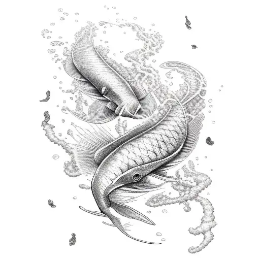 Ocean Themed Tattoo Long Tattoo Line Work