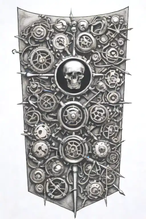 Black Buttons And Needles Sewn Into The Skin