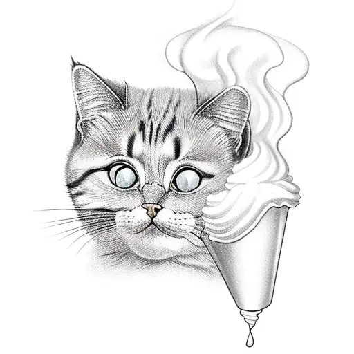 Cat Lying In Ice Cream Cone