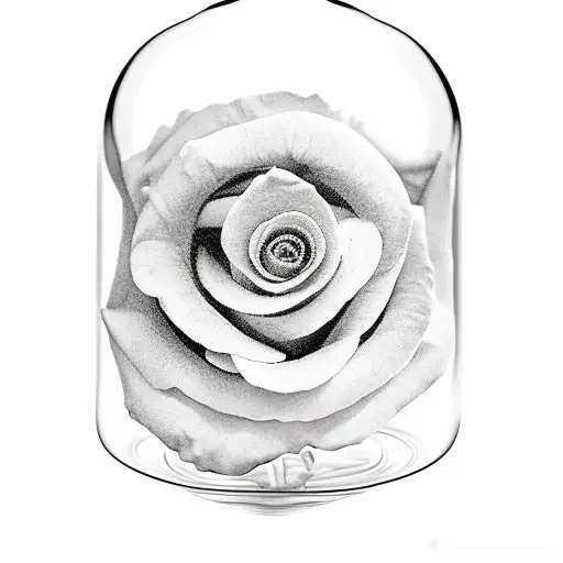 Melting Rose Inside A Bell Jar