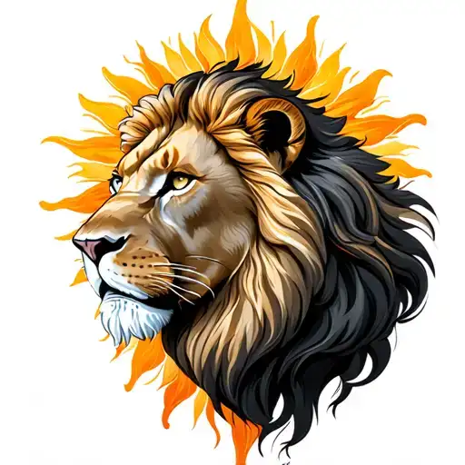 Lion With Sun Design Incorporated Into One