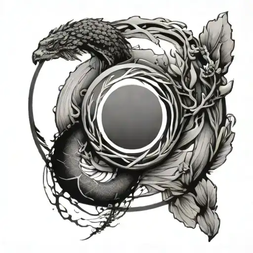 Enso Circle With Two Kios Around It