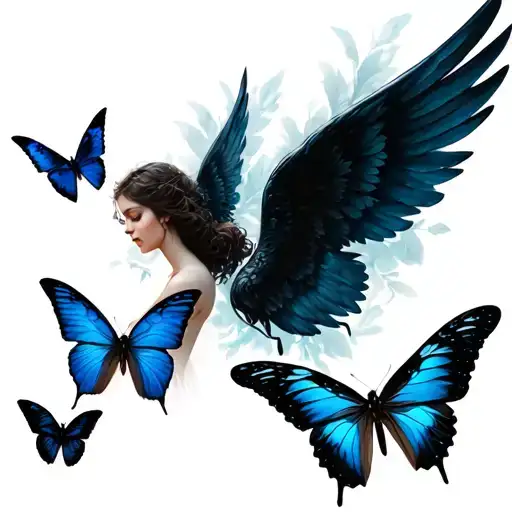 Dark Angel Wings Butterflies Flying