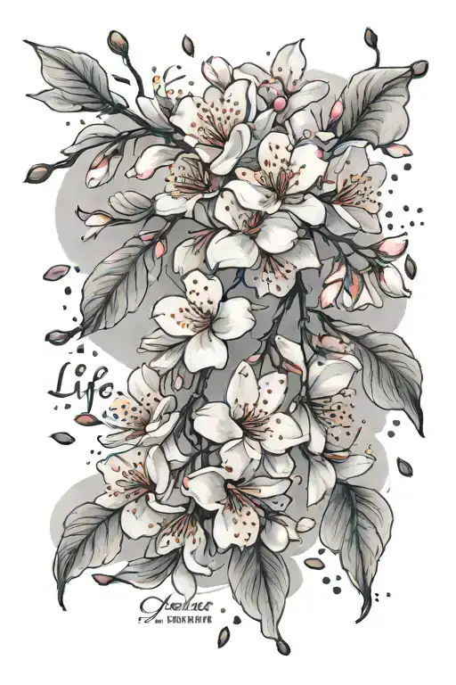 Cherry Blossom Petals Falling With Words 'Life Is A Beautiful Struggle'