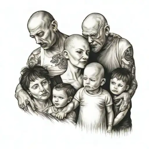 Family Daughter 16 Years Old Son 8 Years Old Daughter 4 Years Old Father Bald