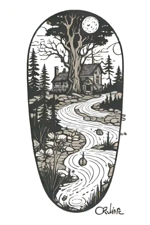 Creepy Wilderness Half Sleeve Tattoo Featuring Needles And Buttons From Coraline