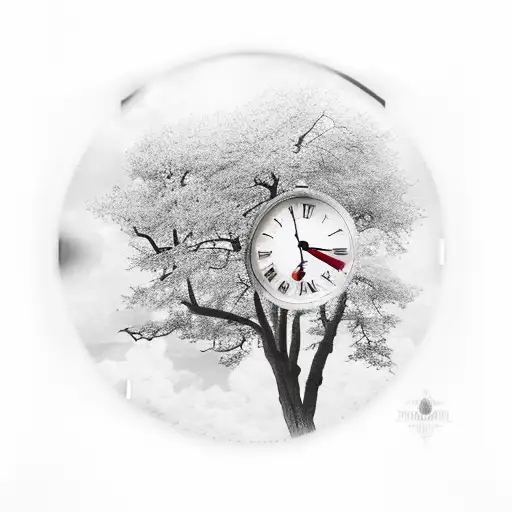 Clock With Sky Moon Trees Background
