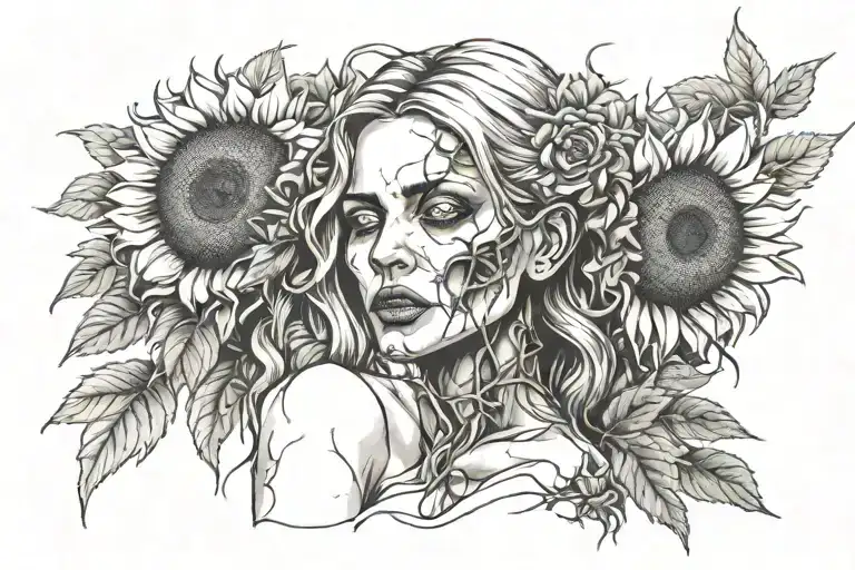 Zombie Women Sunflower Intertwined