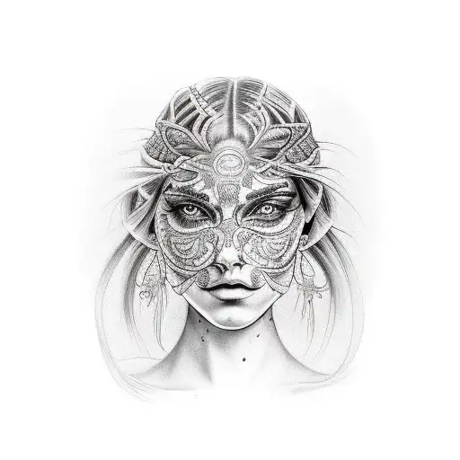 A Realistic Portrait Of A Woman With Intricate Tattoos Of Heroin And Methamphetamine On Her Arms