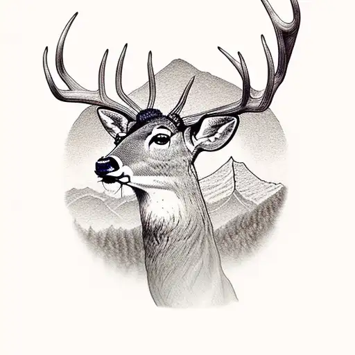 Deer With Mountains