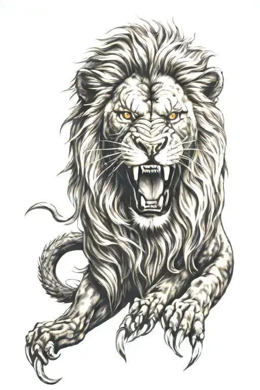 Evil Lion Head With Gold Teeth