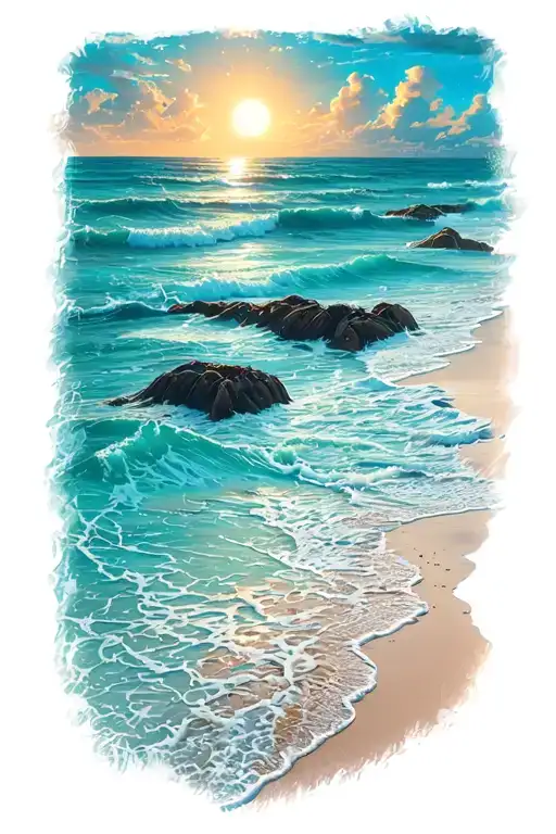 Beach With Sun Shining