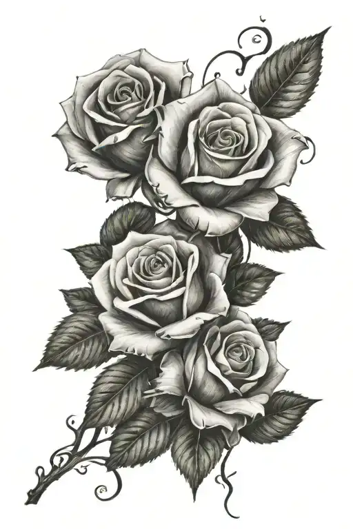 Two Roses With Names In Vine