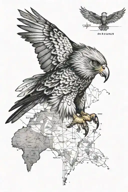 A Wedgetail Eagle With A Map Background That Is Subtly Integrated With The Southern Cross Symbol