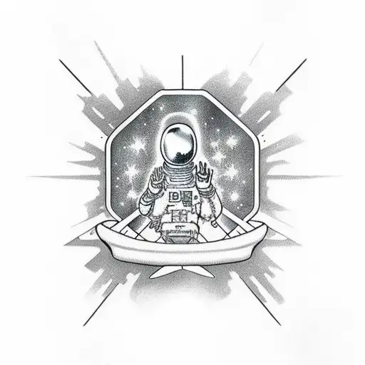 Alien Showing Peace Sign And Astronaut With Hang Loose Sign