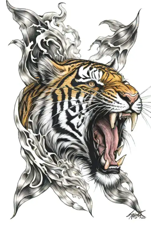 Fire Tiger With A Grin