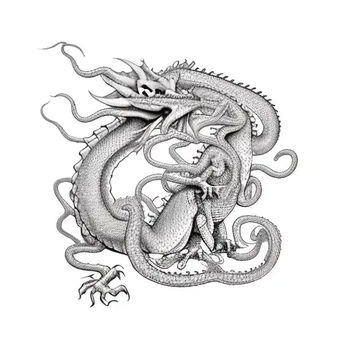 Medusa Riding A Dragon