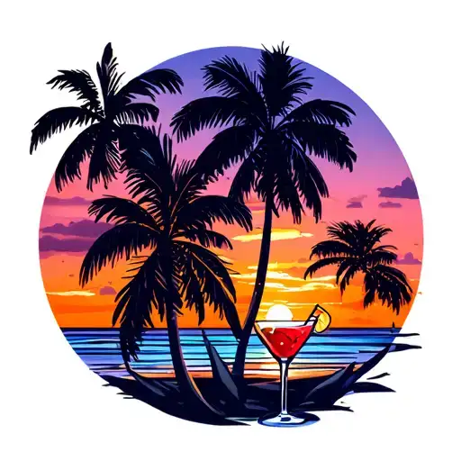 4 Palm Trees Sunset Cocktails