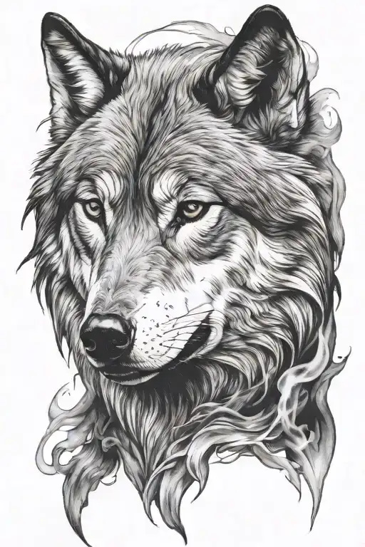 Wolf Portrait Smoke Rising