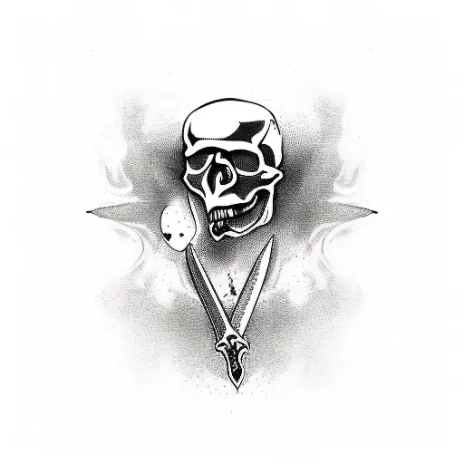 Skull Pierced By A Sword Leaking Blood