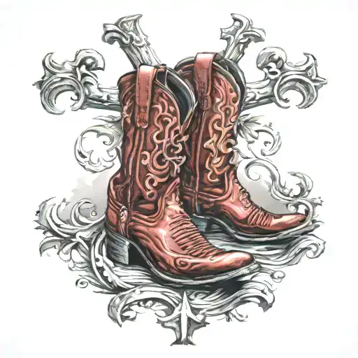 Cross With Red Cowboy Boots