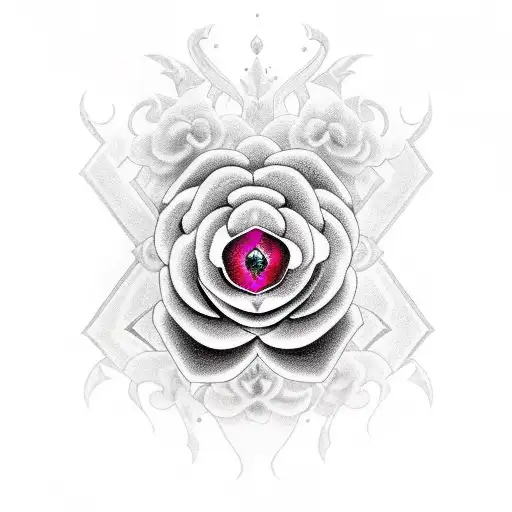 Cancer Sign With Ruby Stone And Larkspurflower