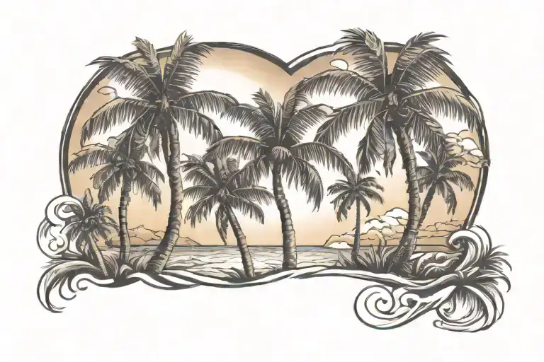 Beach Palm Trees Sunset