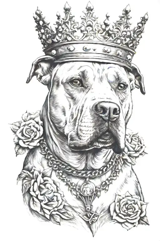 Pitbull Wearing Crown