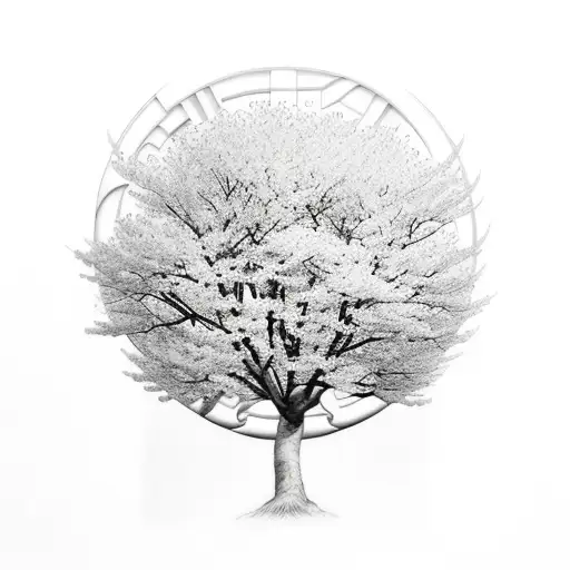 Bts Logo Incorporated Into A Cherry Blossom Tree