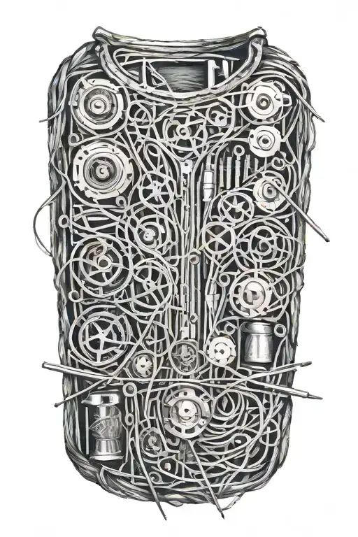 Hand Made Out Of Sewing Needles And Thread Half Sleeve