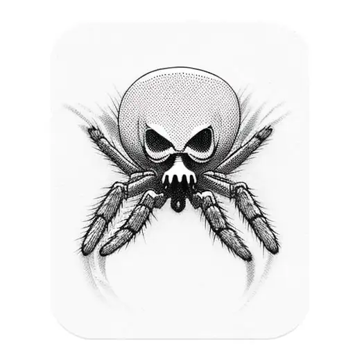 The Grim Reaper Holding Up Cards And A Spider Is Walking Around His Neck