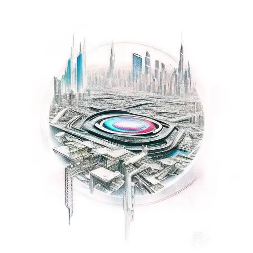 A Futuristic Cityscape With A Hidden Marvel Character Blending Into The Skyline