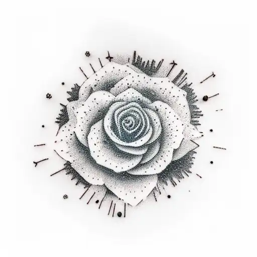 A Desert Landscape With A Colorful Sunset Sky And A Blooming Flower In The Foreground