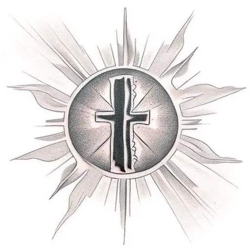 Sun Rise With A Cross In Front Of It