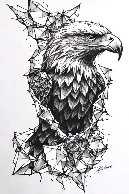 Broken Glass With Eagle Face