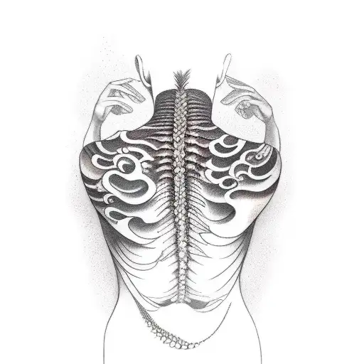 Girl Falling Spine Into Ocean