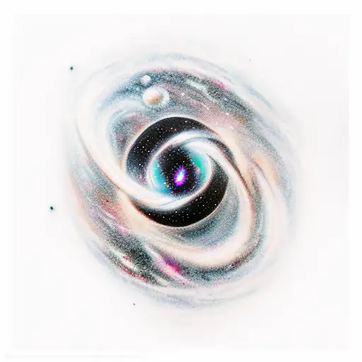 A Cosmic Black Hole Consuming A Colorful Galaxy