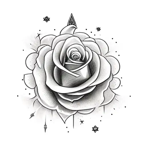 Medieval Sword With Roses And Little Stars