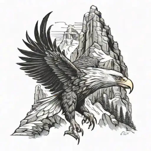 Eaglw And A Big Mountain