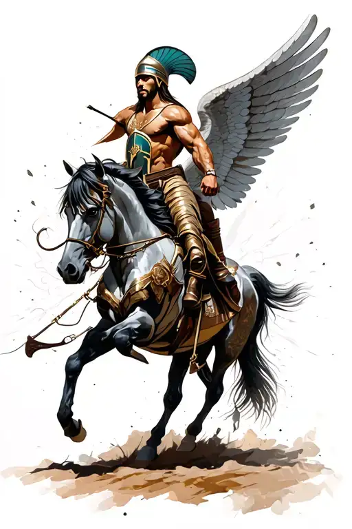 Spartan And Horse With Wings