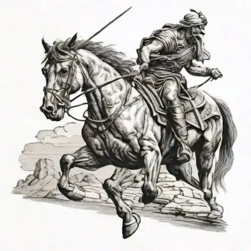 Roman Horseman Throwing Himself Down A Cliff